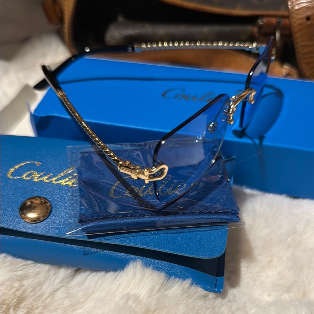 Blue and Gold Women's Glasses - Picture 8 of 9